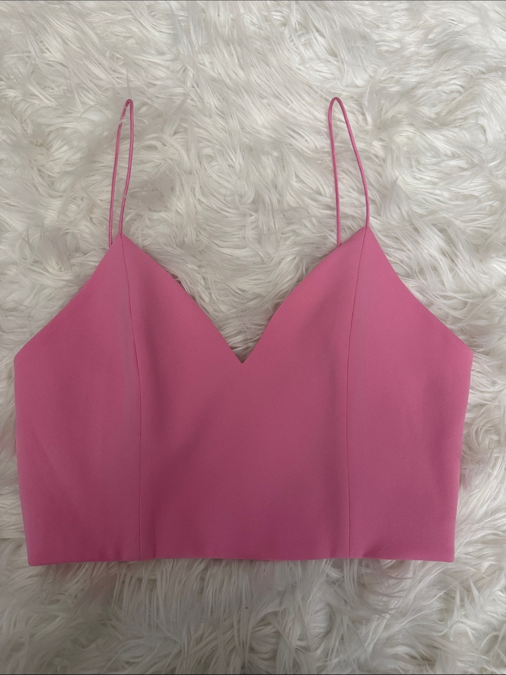 Alice + Olivia Hot Pink V-Neck Spaghetti Strap Crop Camisole